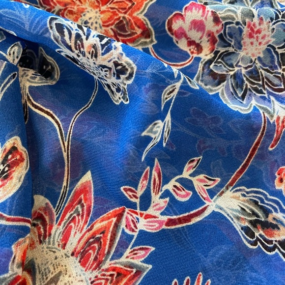 NWOT Misa Los Angeles Ancora Floral Tie Crop Top, Red, White, Blue, Sheer, Small - Picture 11 of 16